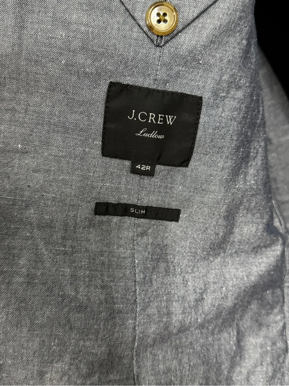 J Crew Ludlow Slim Chambray Blue Irish Linen Ctn Blazer Jacket 42 R Baird McNutt - Picture 2 of 7